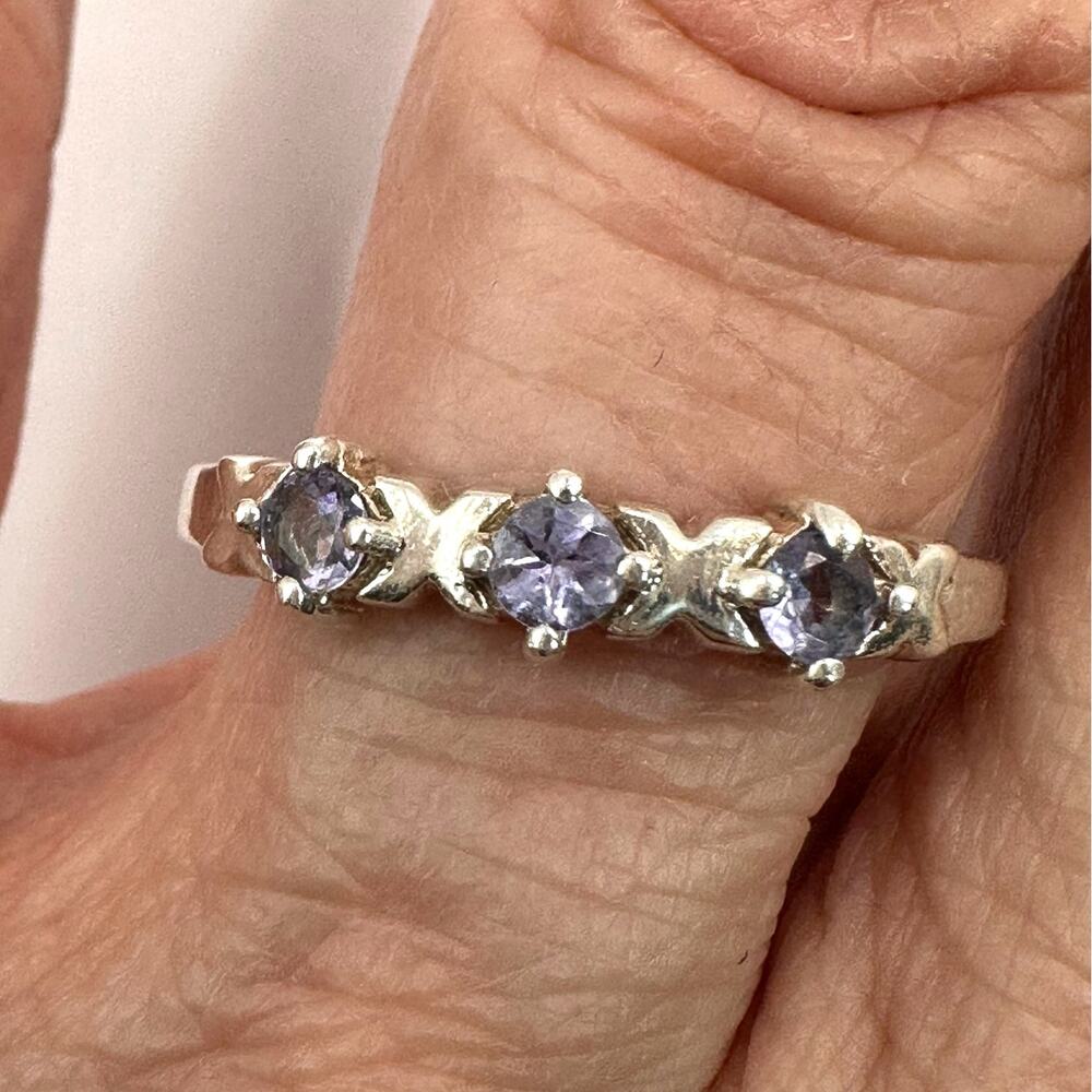 Clyde Duneier CID Silver ring purple Ring Vintage VTG Retro Size 9